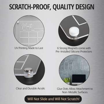 Blue Violet Acrylic Calendar for Fridge, Clear Set of 2 Magnetic Calendar for Refrigerator 16”x12”, Dry Erase Magnetic Fridge Calendar and Weekly Planner Board, Scratch Free, Includes 6 Markers