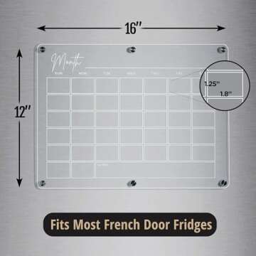 Blue Violet Acrylic Calendar for Fridge, Clear Set of 2 Magnetic Calendar for Refrigerator 16”x12”, Dry Erase Magnetic Fridge Calendar and Weekly Planner Board, Scratch Free, Includes 6 Markers