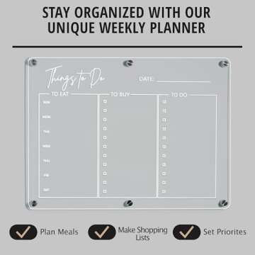 Blue Violet Acrylic Calendar for Fridge, Clear Set of 2 Magnetic Calendar for Refrigerator 16”x12”, Dry Erase Magnetic Fridge Calendar and Weekly Planner Board, Scratch Free, Includes 6 Markers