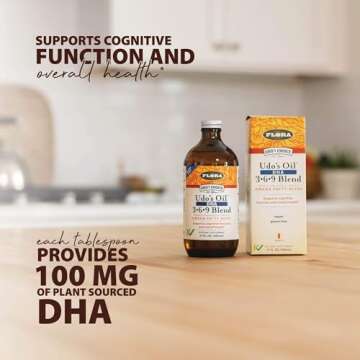 Flora Udo's Omega 3-6-9 Oil with DHA 17 Fl Oz Supplement - Organic, Plant Based, Vegan DHA, Superior to Fish Oil - Supports Cognitive Function & Eye Health