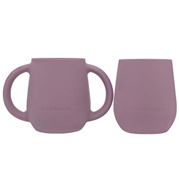 Teenie Tiny Silicone Baby-Led Weaning Cups 2 Pack - Safe, Developmental Mauve