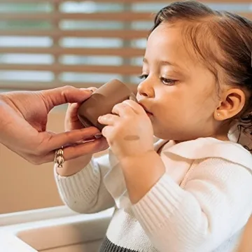 Safe Silicone Baby Weaning Cups Developmental Mauve 2 Pack