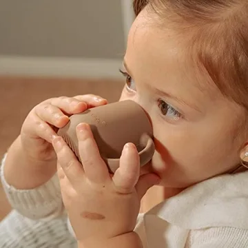 Safe Silicone Baby Weaning Cups Developmental Mauve 2 Pack