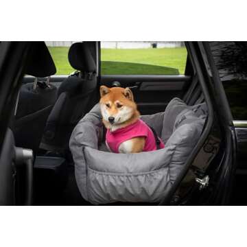 JACKO & CO - Medium Premium Dog Car Seat & Bed for Small and Medium Dogs up to 40lbs / Soft Cloudlike Portable Pet Travel Bed for Back Seat, Machine Washable & Water Resistant (Medium, Grey)