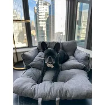 JACKO & CO - Medium Premium Dog Car Seat & Bed for Small and Medium Dogs up to 40lbs / Soft Cloudlike Portable Pet Travel Bed for Back Seat, Machine Washable & Water Resistant (Medium, Grey)