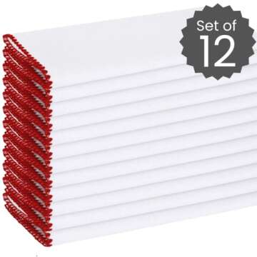Cotton Clinic Cloth Napkins with Trim - Everyday Use Table Dinner Napkins - Soft Durable Washable - ...