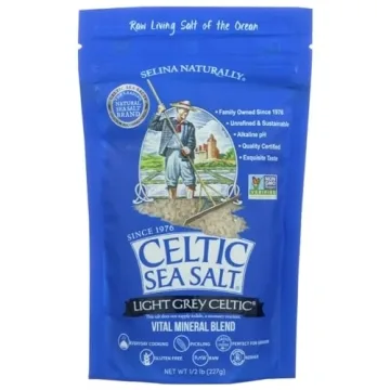 Selina Naturally Celtic Salt Light Grey Coarse 8 Ounce Bag Vital Mineral Blend