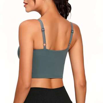Lemedy Sports Bra Adjustable Strap Crop Padded Tank Top Workout Yoga Gym Running