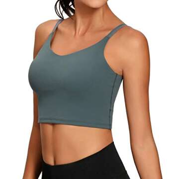 Lemedy Sports Bra Adjustable Strap Crop Padded Tank Top Workout Yoga Gym Running