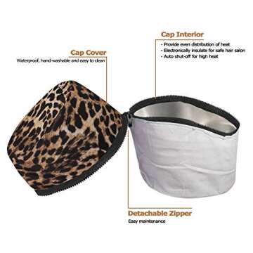 VICARKO Hair Steamer Thermal Heat Cap Deep Conditioning Natural Black Hair Scalp Treatment Spa Hot Head Care Electric for Home Use Animal Print