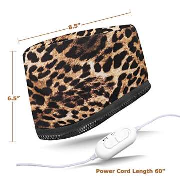 VICARKO Hair Steamer Thermal Heat Cap Deep Conditioning Natural Black Hair Scalp Treatment Spa Hot Head Care Electric for Home Use Animal Print