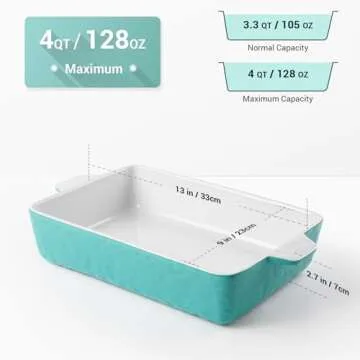 Krokori Ceramic Baking Dish, Casserole Dish for Oven, Lasagna Pan Deep, 9x13 Baking Pan with Handles...