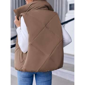 Newffr Women's Quilted Vest Crop Sleeveless Lightweight Warm Puffer Vest Padded Gilet Outerwear