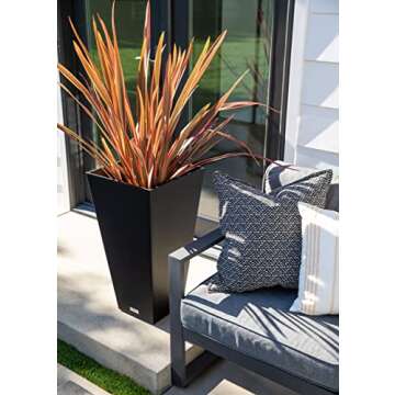 Veradek V-Resin Indoor/Outdoor Taper Planter, 2-Pack (26 inch, Black)