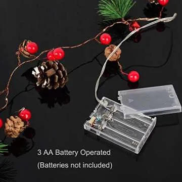 Artiflr 6.7FT Christmas Garland with Lights, 20 LED Red Berry Pine Cone Garland Lights Battery Operated, led Garland String Lights, Christmas Decorations for Home, Garland for Fireplace