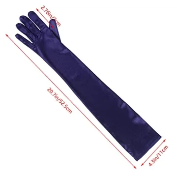 Wobe 20s Satin Wedding Gloves - Dark Blue Elbow Length
