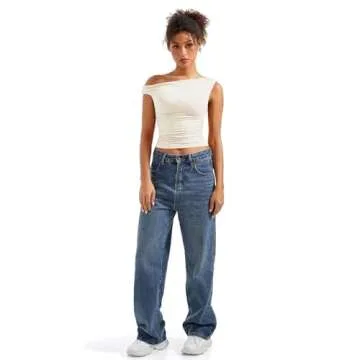 SUUKSESS Women Off Shoulder Tops Sleeveless Shirts Y2K Trendy Going Out Crop Tank Top (White,L)