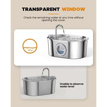 Cat Water Fountain Stainless Steel: 108oz/3.2L pet Water Fountain - Water Fountain for Cats Inside w...