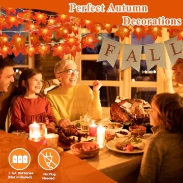 Fall Leaves Garland with Lights - 20FT Fall Decor