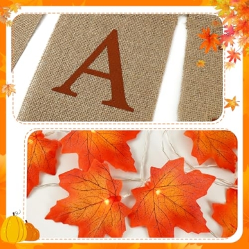 Fall Leaves Garland with Lights - 20FT Fall Decor
