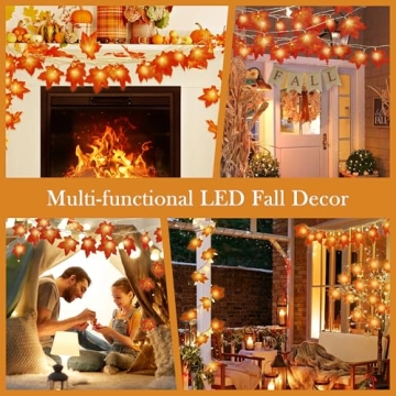Fall Leaves Garland with Lights - 20FT Fall Decor