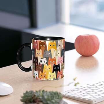 Yamegoun Cats Funny Coffee Mug 11oz - Ceramic Novelty Tea Cup Gifts for Office and Home Kitchen Microwave Safe