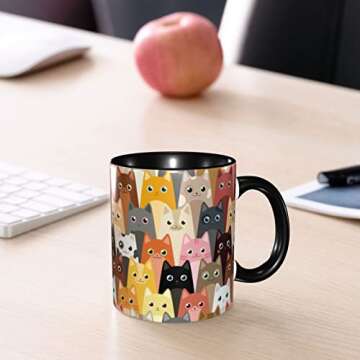 Yamegoun Cats Funny Coffee Mug 11oz - Ceramic Novelty Tea Cup Gifts for Office and Home Kitchen Microwave Safe