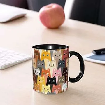 Yamegoun Cats Funny Coffee Mug 11oz - Ceramic Novelty Tea Cup Gifts for Office and Home Kitchen Microwave Safe