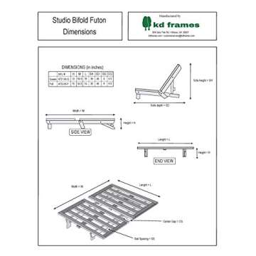 KD Frames Studio Bifold Futon for Ultimate Comfort