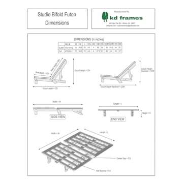 KD Frames Studio Bifold Futon for Ultimate Comfort