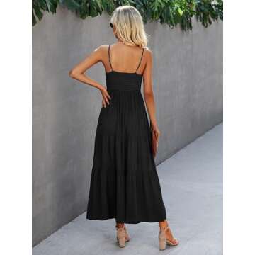 Dokuritu Women's Black Maxi Dress Spaghetti Strap Style 2024