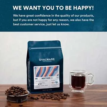 OVALWARE 08 Neptune - Cold Brew, Organic Medium Roast Whole Coffee Bean, Colombia and Brazil Blend (1lb / 16oz)