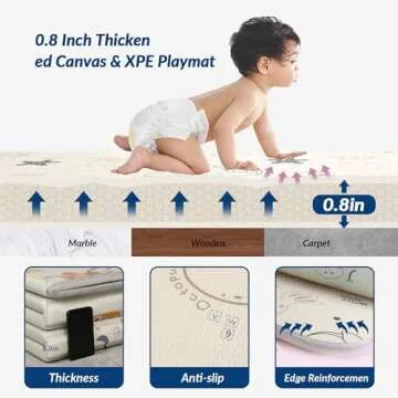 CreateBay Foldable Baby Play Mat, XPE Foam Thickening 0.8 Inch Drop-Resistant, 79x71 Inch Extra Large Crawling Training Mat (Ocean)
