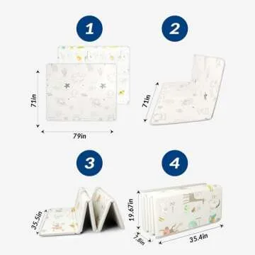 CreateBay Foldable Baby Play Mat, XPE Foam Thickening 0.8 Inch Drop-Resistant, 79x71 Inch Extra Large Crawling Training Mat (Ocean)