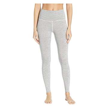Beyond Yoga True to Stripe High-Waisted Long Leggings White Heather Surf Stripe MD (US 6-8) 27