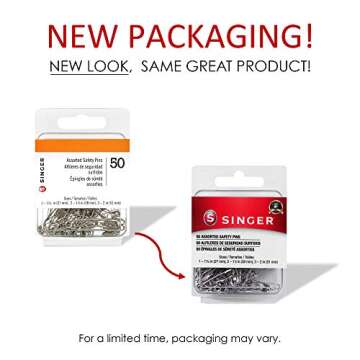SINGER Safety Pins, 50 Count, Size 1-3 Pkg