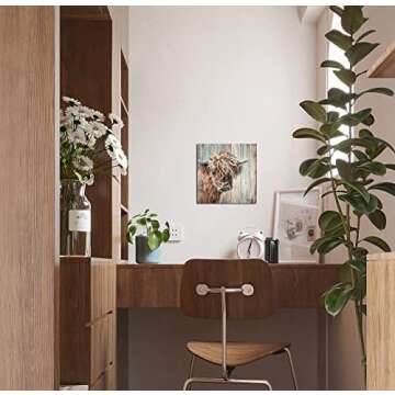 YUEYARIT Highland Cow Picture Wall Decor Canvas Print Painting Art Vintage Country Farmhouse Art for...