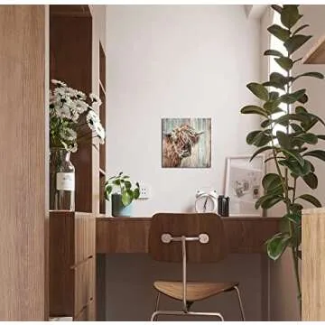 YUEYARIT Highland Cow Picture Wall Decor Canvas Print Painting Art Vintage Country Farmhouse Art for...