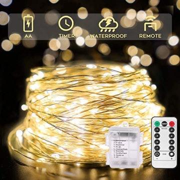 SUDDUS 33ft 100 LED Outdoor String Lights - Remote, Waterproof Fairy Lights