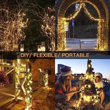 SUDDUS 33ft 100 LED Outdoor String Lights Remote Waterproof
