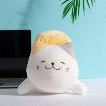 MINISO Sushi Cat Plush Toy | 14'' Cute Cat Soft Plushies Body Pillow | Kitten Plush Throw Pillow Doll