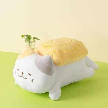 MINISO Sushi Cat Plush Toy | 14'' Cute Cat Soft Plushies Body Pillow | Kitten Plush Throw Pillow Doll