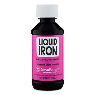 NovaFerrum Yummy | Pediatric Drops Liquid Iron Supplement for Infants and Toddlers | Liquid Iron for Kids | 15mg of Iron Per 1mL Dose | Ages 4 & Under | Gluten Free Certified | Sugar-Free | Raspberry