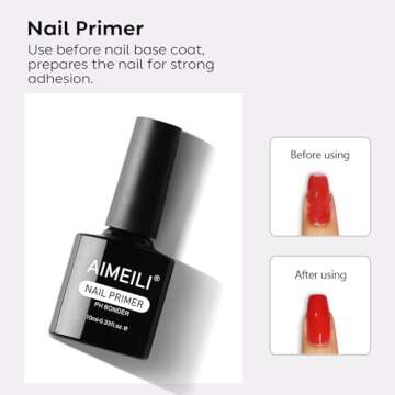 AIMEILI Nail Prep Bond Primer, U V LED Gel Foundation for Acrylic Powder and Builder Nail Gel