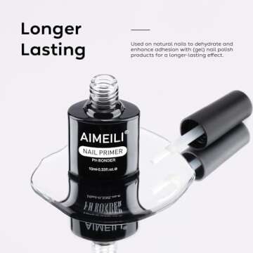AIMEILI Nail Prep Bond Primer, U V LED Gel Foundation for Acrylic Powder and Builder Nail Gel