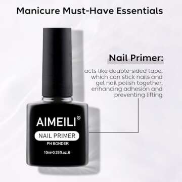 AIMEILI Nail Prep Bond Primer, U V LED Gel Foundation for Acrylic Powder and Builder Nail Gel