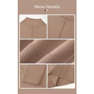 PRETTYGARDEN Womens Sweaters Fall 2024 Long Sleeve Ribbed Knit Pullover Loose Mock Neck Lightweight Casual Sweater Tops (Khaki, Medium)