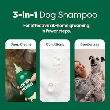 Earth Rated 3-in-1 Dog Shampoo, Conditioner and Deodorizer, for Double-Coated Dogs and Puppies to Tackle Tangles and Shedding, Refreshing White Tea and Basil Scent, 16 oz