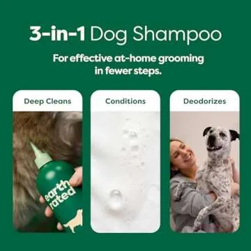 Earth Rated 3-in-1 Dog Shampoo, Conditioner and Deodorizer, for Double-Coated Dogs and Puppies to Tackle Tangles and Shedding, Refreshing White Tea and Basil Scent, 16 oz