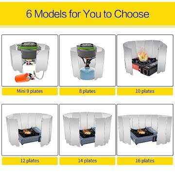 10/12/16 Plates Stove Windscreen, Aluminum Stove Windshield with Drawstring Bag, for Camping, Butane Stoves(10 Plates)